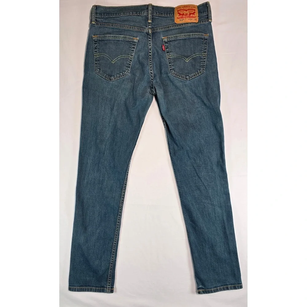 Levis 511 Slim Fit Jeans‎ Mens 34x32 Medium Wash Blue Denim 04511-0408